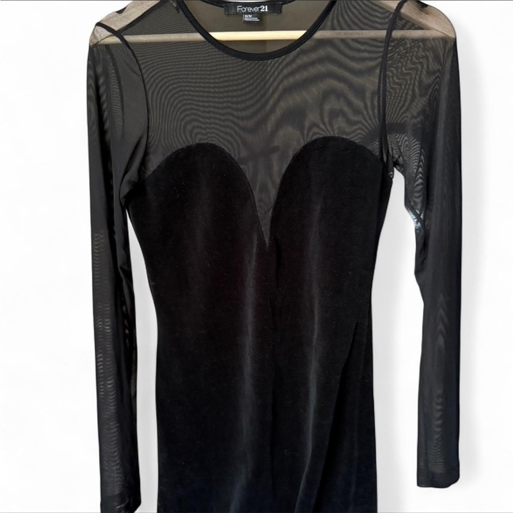 Forever 21 Black Sheer Sleeve Dress